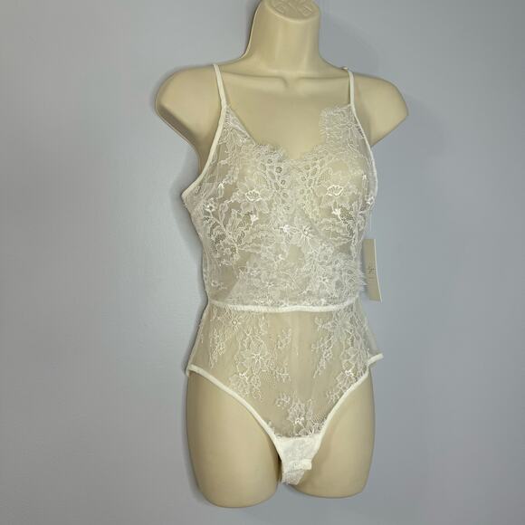 Anthropologie Rya Collection Eleanor Teddy Lace Bodysuit Romantic Sexy White XS - Picture 3 of 11